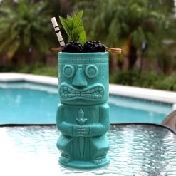 BarProducts.com BarConic® Tiki Drinkware - Teal Stone God - 15 Oz. SPECIAL COLLECTIONS