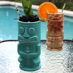 BarProducts.com BarConic® Tiki Drinkware - Teal Stone God - 15 Oz. SPECIAL COLLECTIONS
