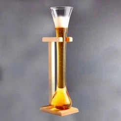 BarProducts.com Final Touch® Half Yard Beer Glass & Wooden Stand