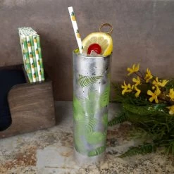 BarProducts.com Tropical Leaves Tom Collins Glass - 16oz