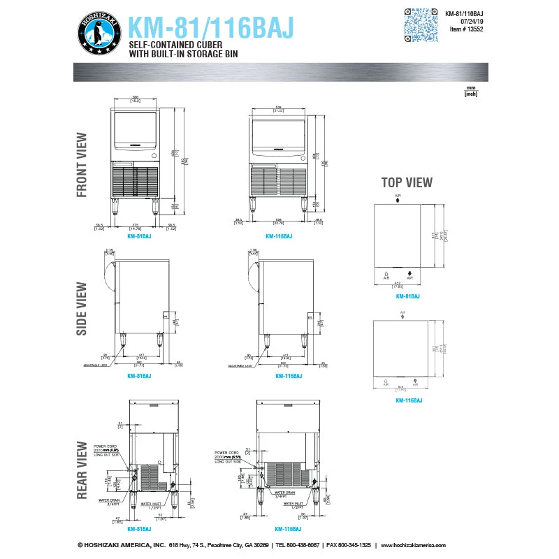 ICE-81BAJ-3.jpg BarProducts.com SPECIAL COLLECTIONS Hoshizaki 78 Lbs. Crescent Cube UnderCounter Ice Maker - Air Cooled