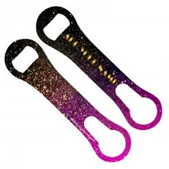 BarProducts.com ADD YOUR NAME V-ROD® BOTTLE OPENER – PINK BLACK GLITTER