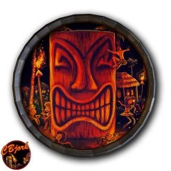 BarProducts Handcrafted Midnight Sun Wood Barrel Top Sign/Clock