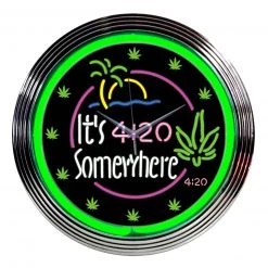BarProducts.com SPECIAL COLLECTIONS Neon Clock - "It's 4:20 Somewhere" - 15" Diameter
