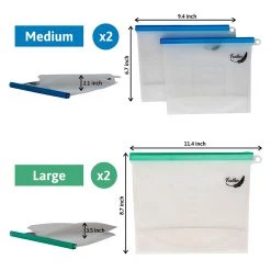 BarProducts.com SPECIAL COLLECTIONS Reusable Silicone Food Storage Bags – Set Of 4