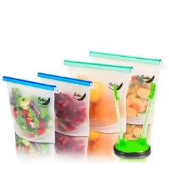 BarProducts.com SPECIAL COLLECTIONS Reusable Silicone Food Storage Bags – Set Of 4