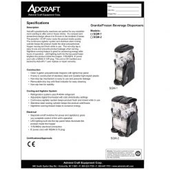 BarProducts.com SPECIAL COLLECTIONS Adcraft Granita Slush Machine - Single Hopper - 3 Gallon