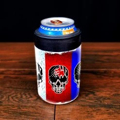 BarProducts.com American Flag W/Skull Stainless Steel Can And Bottle Cooler - 12 Oz