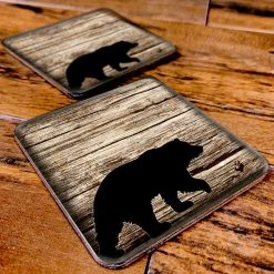 BarProducts.com Wooden Square Coasters - Rustic Animal Theme - Set Of 4 - Options Available 7 BarProducts.com Wooden Square Coasters - Rustic Animal Theme - Set Of 4 - Options Available