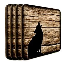 BarProducts.com Wooden Square Coasters - Rustic Animal Theme - Set Of 4 - Options Available 6 BarProducts.com Wooden Square Coasters - Rustic Animal Theme - Set Of 4 - Options Available