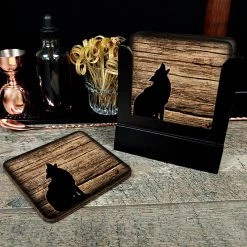 BarProducts.com Wooden Square Coasters - Rustic Animal Theme - Set Of 4 - Options Available 13 BarProducts.com Wooden Square Coasters - Rustic Animal Theme - Set Of 4 - Options Available