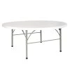 BarProducts.com Round White Granite Bi-Fold Plastic Table With Carrying Handle - 6-Foot
