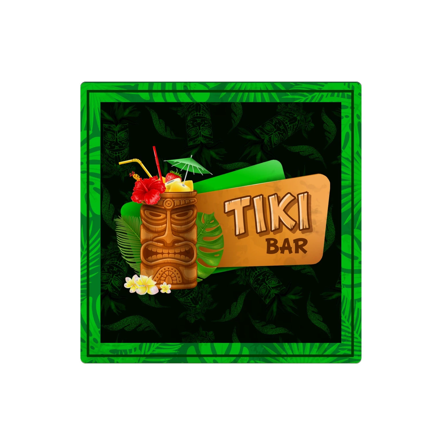 TikiFoamCoaster-Green.jpg BarProducts.com SPECIAL COLLECTIONS TIKI THEMED FOAM COASTERS - 3.5 INCH SQUARE