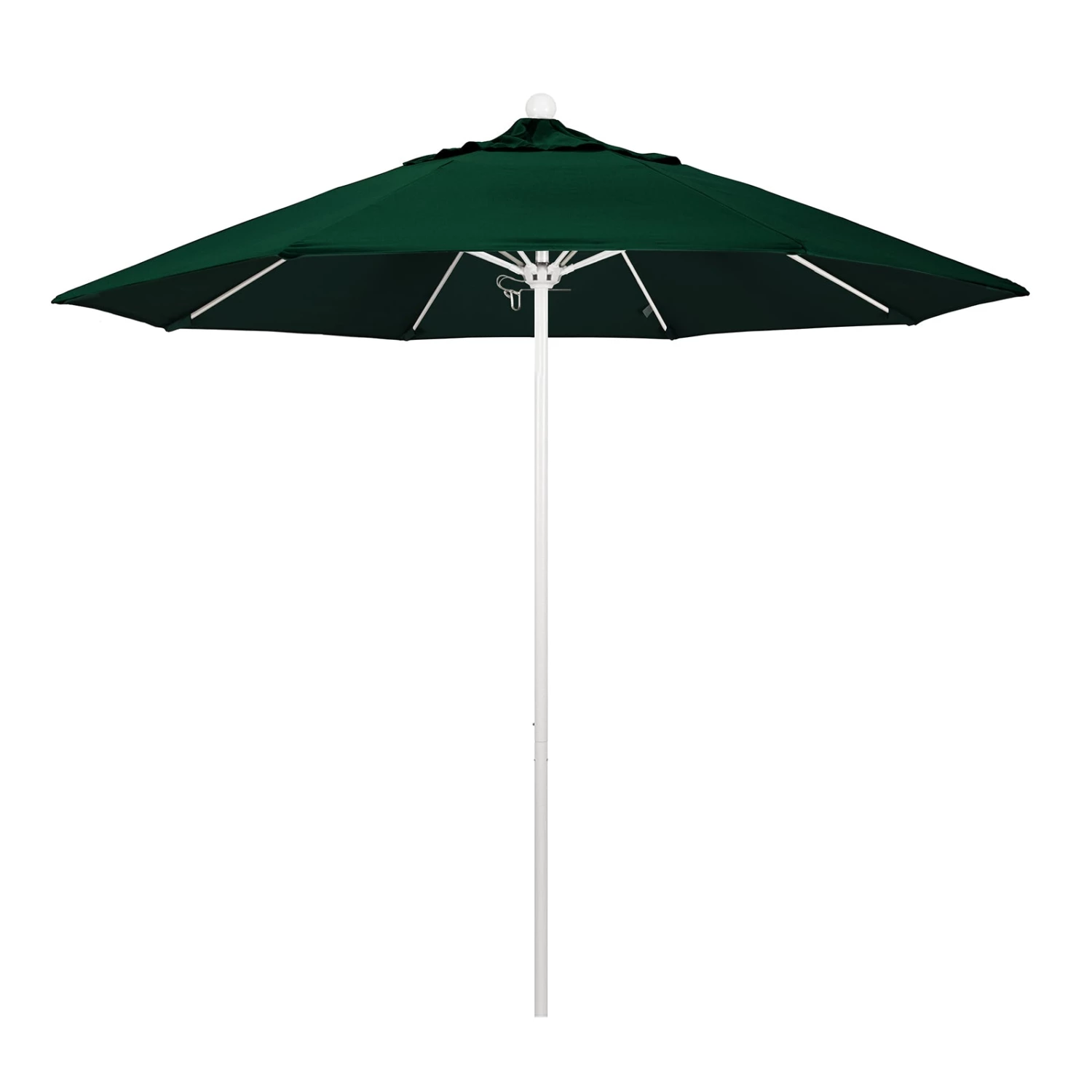 UMB-908W-GRN-WHITE.jpg BarProducts.com SPECIAL COLLECTIONS California Umbrella 9' Pole Push Lift SUNBRELLA With White Aluminum Pole - Color Options