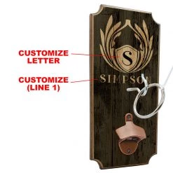 BarProducts Handcrafted CUSTOMIZABLE Wall Mounted Ring Toss Game With Bottle Opener - Emblem Monogram Design SPECIAL COLLECTIONS