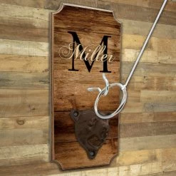 BarProducts Handcrafted CUSTOMIZABLE Wall Mounted Ring Toss Game With Bottle Opener - Name Monogram Design 4 BarProducts Handcrafted CUSTOMIZABLE Wall Mounted Ring Toss Game With Bottle Opener - Name Monogram Design