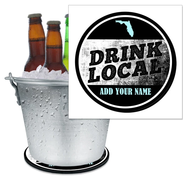 add-your-name-coaster-for-beer-buckets-drink-local.jpg BarProducts.com ADD YOUR NAME - Beer Bucket Coaster - Drink Local BAR SUPPLIES