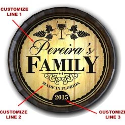 BarProducts Handcrafted Custom Wood Barrel Top Sign – Family Woodshop Made In The USA