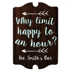 BarProducts.com BAR DECOR Custom Tavern Shaped Wood Bar Sign - Happy Hour
