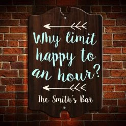 BarProducts.com BAR DECOR Custom Tavern Shaped Wood Bar Sign - Happy Hour
