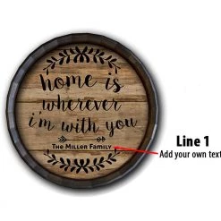 BarProducts.com Wine Accessories & Gifts Custom Wood Barrel Top Sign – Home Is...