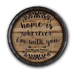 BarProducts.com Wine Accessories & Gifts Custom Wood Barrel Top Sign – Home Is...