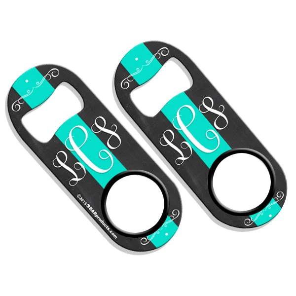 add-your-name-mini-monogram-opener-chalk-teal.jpg BarProducts.com ADD YOUR NAME Mini Bottle Opener - Monogram Chalk Style BAR TOOLS