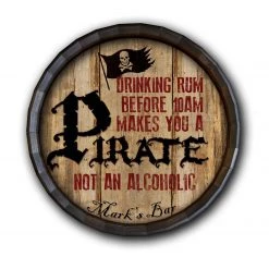 BarProducts.com BAR DECOR Custom Wood Barrel Top Sign – Pirate