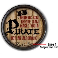 BarProducts.com BAR DECOR Custom Wood Barrel Top Sign – Pirate
