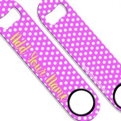 BarProducts.com ADD YOUR NAME SPEED Bottle Opener – Polka Dots
