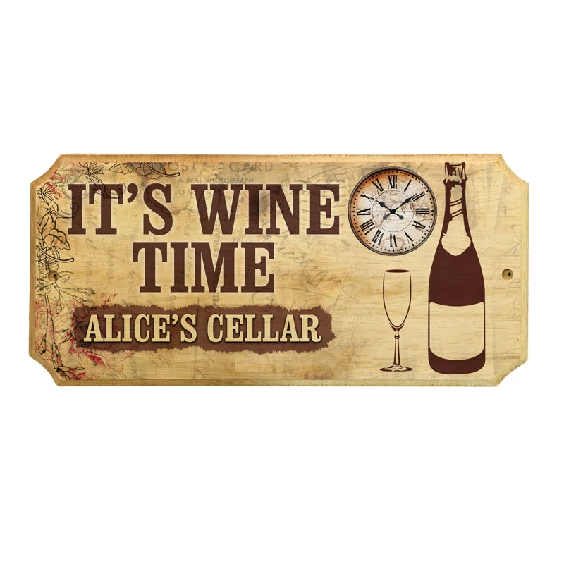 add-your-name-wine-celler-time-8.jpg BarProducts.com Wine Accessories & Gifts Custom Wood Plaque Sign - Time For Wine