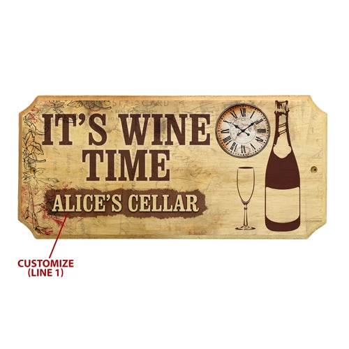 add-your-name-wine-celler-time-web1_1.jpg BarProducts.com Wine Accessories & Gifts Custom Wood Plaque Sign - Time For Wine