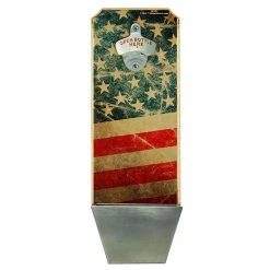 BarProducts Handcrafted Woodshop Made In The USA American Flag – Wall Mounted Wood Plaque Bottle Opener And Cap Catcher