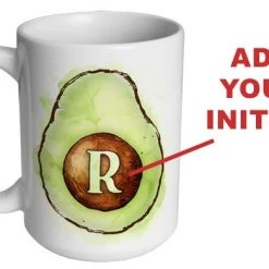 BarProducts.com CUSTOMIZABLE 15 Ounce Coffee Mug - MONOGRAM - Avocados