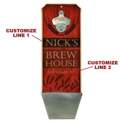 BarProducts Handcrafted Custom Wall Mounted Wood Plaque Bottle Opener And Cap Catcher - Brew House Woodshop Made In The USA