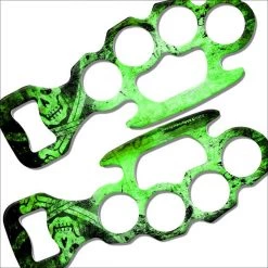 BarProducts.com Bartending Bottle Openers Kolorcoat™ Knuckle Buster Bottle Opener - Grunge Skulls - Green