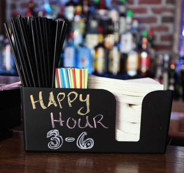 bar-napkin-straw-caddy-bar-supplies-chalk.jpg BarProducts.com Super Savers Bar Caddy - 5 Compartment - Color Options