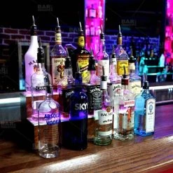 BarProducts.com BAR DECOR BarConic® LED Liquor Bottle Display Shelf - 1 Step - Wild Cherry - Several Lengths