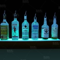 BarProducts.com BarConic® LED Liquor Bottle Display Shelf - 1 Step - Mahogany - Several Lengths BAR DECOR