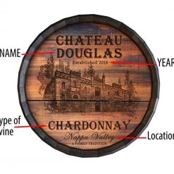 BarProducts Handcrafted Custom Wood Barrel Top Sign – Chateau Design
