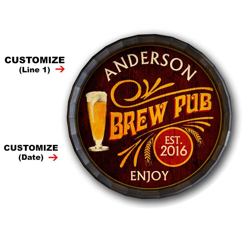 barrel-top-sign-brew-pub-web1_2736faa6-517d-45c6-88f6-417c2b504ef4.jpg BarProducts.com BAR DECOR Custom Wood Barrel Top Sign – Brew Pub