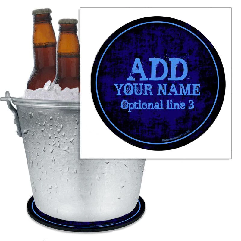 beer-bucket-coaster-bluegrunge-ayn-bpc-800_1.jpg BarProducts.com ADD YOUR NAME - Beer Bucket Coaster - Blue Grunge