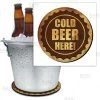 BarProducts.com Beer Bucket Coaster - Cold Beer Here Bottle Cap - 8.75" Diameter (Reuseable) BAR SUPPLIES