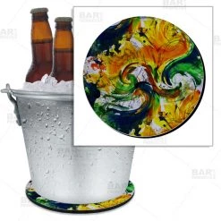 BarProducts.com Beer Bucket Coaster - Painted Twirl - 8.75" Diameter (Reuseable)