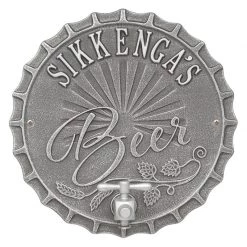 BarProducts.com BAR DECOR CUSTOMIZABLE Cast Aluminum Plaque (and Bottle Opener) - Bottle Cap Brew Design