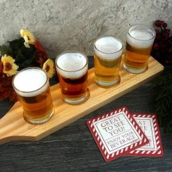 BarProducts.com BarConic® Wooden Beer Sampler Paddle - 4 Glass Slots Beer Accessories