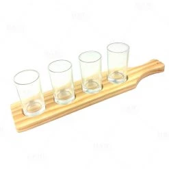 BarProducts.com BarConic® Wooden Beer Sampler Paddle - 4 Glass Slots Beer Accessories