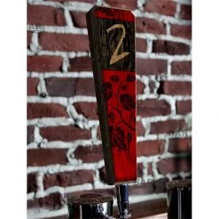 BarProducts Handcrafted Numbered Beer Tap Handles - Oak Wood - Red / Black Grunge