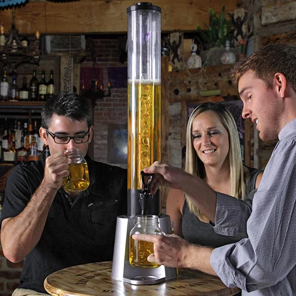 beer-tower-ice-tube-cup-holder.jpg BarProducts.com BAR SUPPLIES Beer Tower With Ice Tube And Cup Holder - 3 Liter
