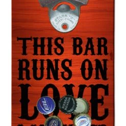 BarProducts Handcrafted Beer Wooden Bottle Opener With Magnetic Cap Catcher